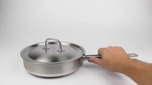 ?Сковорода 24см Гурман Профи ВСМПО из нержавеющей стали с металлической крышкой 330724