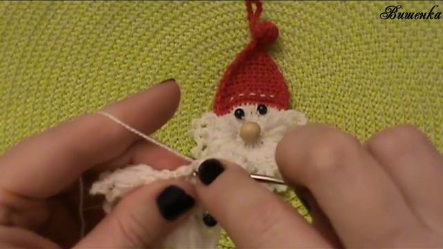 Вязание крючком новогодней игрушки ДЕД МОРОЗ