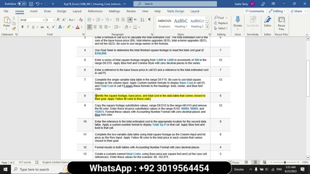 Exp19_Excel_Ch06_ML1_Housing_Cost | Excel Chapter 6 Mid-Level 1 - Housing Cost | Complte Soluton 10