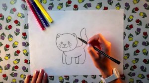 Как нарисовать КОШКУ | How to draw a cat | #цветочкам