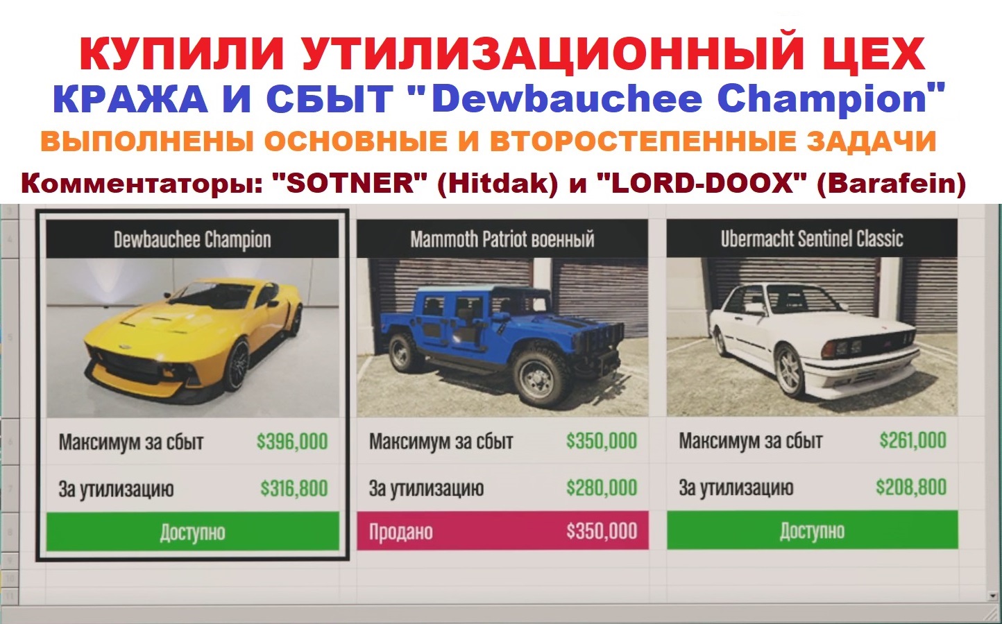 Обновление «Авторазборка». Утилизационный цех. Кража и сбыт "Dewbauchee Champion" в GTA 5 Online смотреть онлайн
