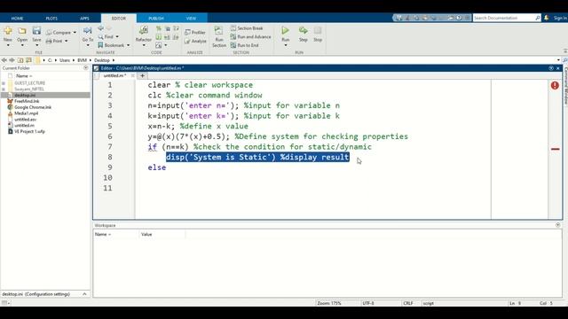 #classification of #system with #matlab || Verify System Properties using simple Matlab code
