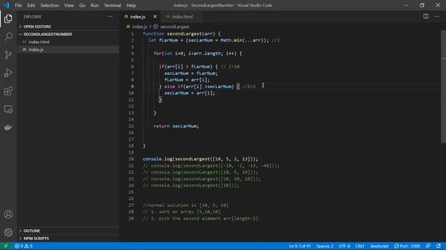 Coding Challenge #4: Best Solution to Find the Second Largest Element in an Array In JavaScript
