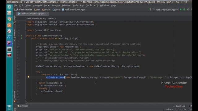 Demo creating and running an apache kafka producer application in Java, kafka demo java