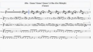 Abba Gimme! Gimme! Gimme! - Clarinet   Free Sheet Music