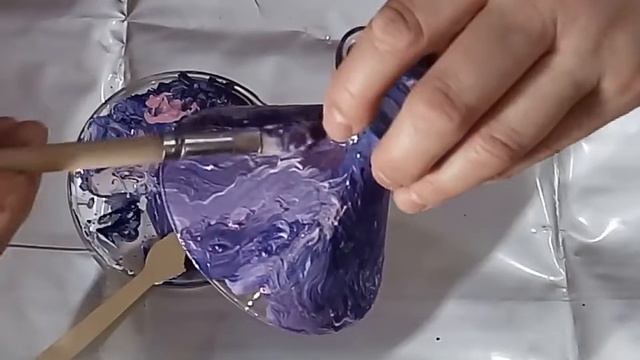 Имитация чароита акриловыми красками/поделки/переделки/декор/имитациякамней/