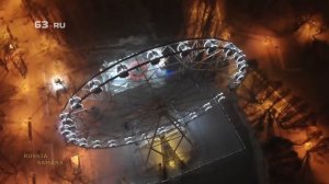 Ночное колесо обозрения в парке Гагарина с высоты