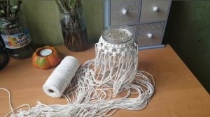Ваза из банки, макраме.