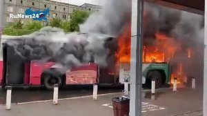 В Кемерово загорелся троллейбус с пассажирами