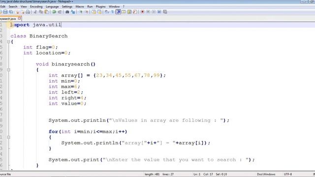 Binary search algorithm in Java (code with step by explanation)