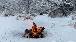 Winter campfire in the snow