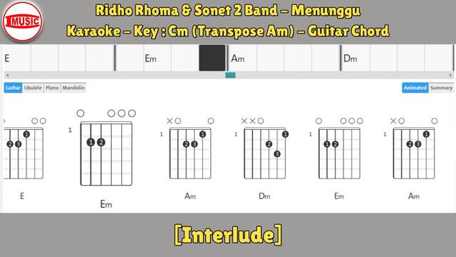 Ridho Rhoma & Sonet 2 Band - Menunggu [Karaoke - Key Cm (Transpose Am) - Guitar Chord] смотреть онлайн