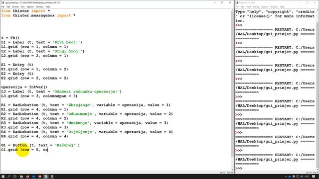 Python tkinter - klasa Radiobutton i dijaloški okviri