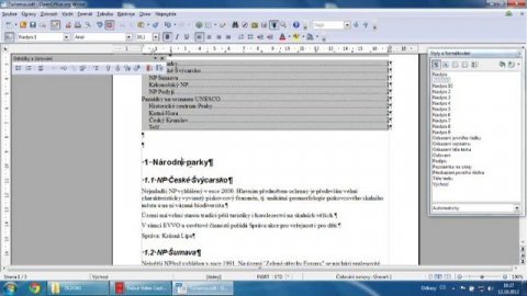 OpenOffice Writer - dlouhé dokumenty I