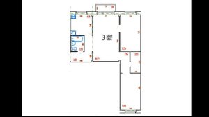 3-комнатная квартира, серия 1-335, хрущевка, линейная тип 1, план с точными размерами стен.