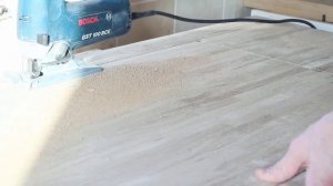 Установка кухни. Пропил отверстия в столешнице под мойку.