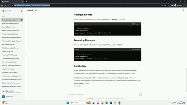 array operations python