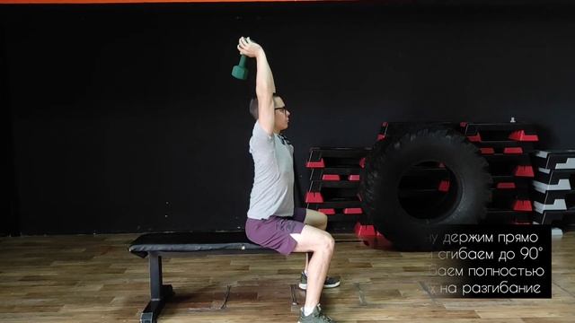 Разгибания рук с гантелью сидя смотреть онлайн