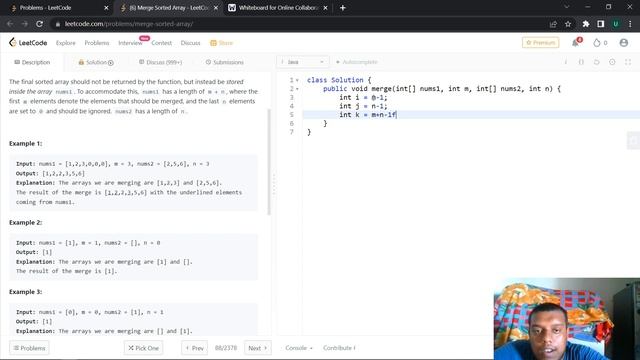 88. Merge Sorted Array LeetCode