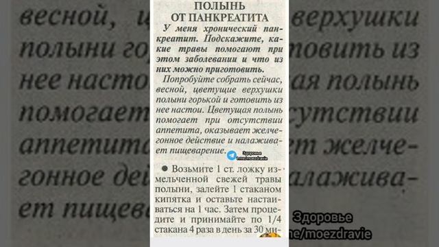 полынь от панкреатита #народнаямедицина #полезныесоветы #здоровье #зож