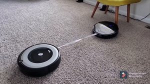 Роботы пылесосы, перетягивание каната. Румба против Кореди. Кто победит?