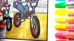 Tom and Jerry on Bicycles Coloring Pages