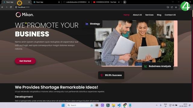 React Responsive Business Website Tutorial Using Nested Selector CSS | React Project | Reactjs #2