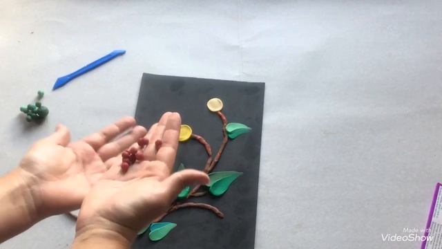 Лепим веточку с цветами.  Видеоурок преподавателя - Волошиной Людмилы Николаевны. смотреть онлайн