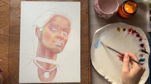 Как рисовать портрет в 3/4 акварелью? Техника по-мокрому. 2 часть