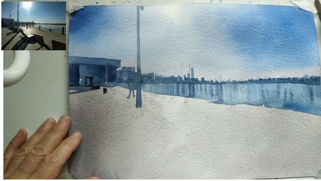 Рисуем набережную, освещенную солнцем. смотреть онлайн