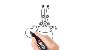 How to draw Mr. Krabs SpongeBob Square Pants. Step by step crab drawing. Рисуем краба. 怎样画蟹老板