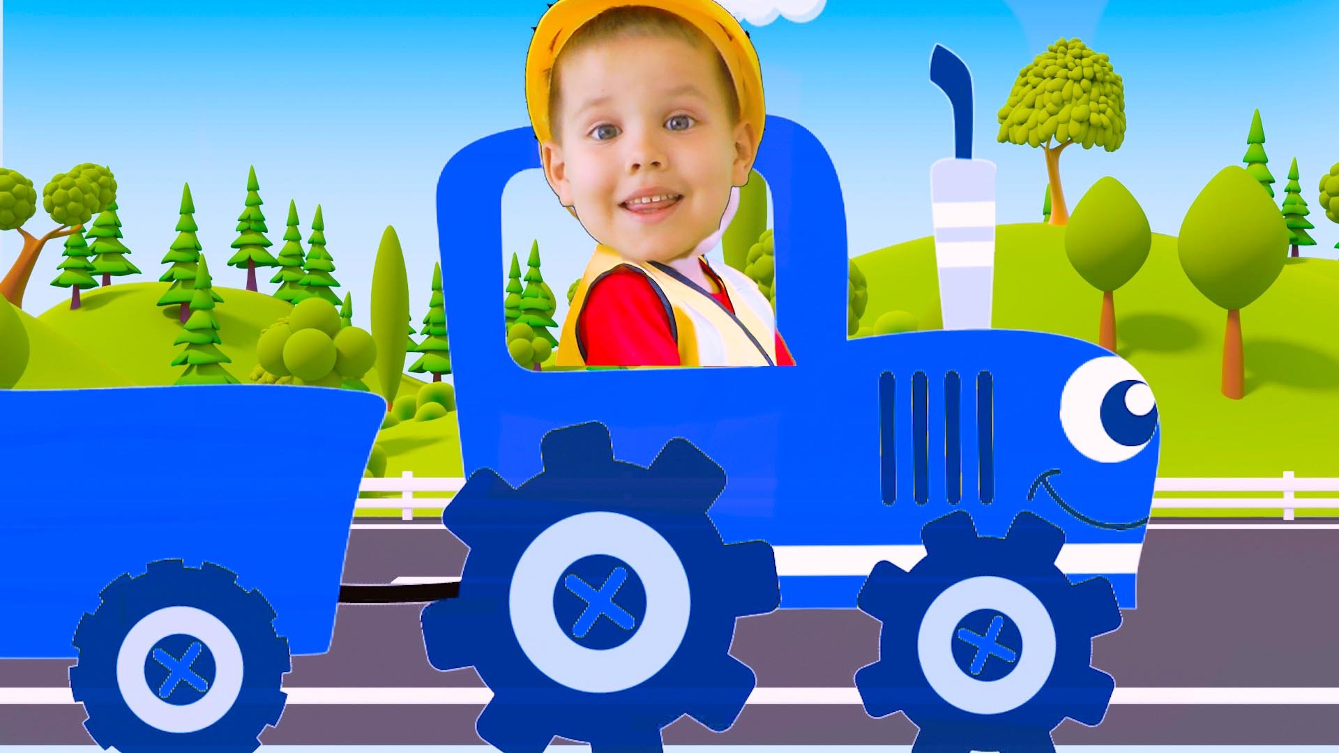Синий трактор Песенки для детей Машинки Ремонт трактора Гараж