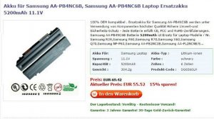 Akku für Samsung AA-PB4NC6B, Samsung AA-PB4NC6B Laptop Ersatzakku 