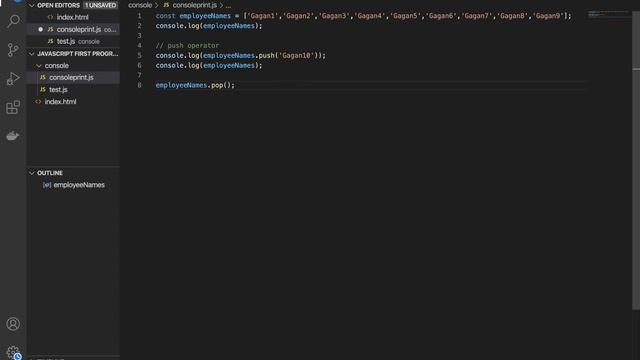 20. Array Push, Pop, Shift and Unshift |PUSH|POP|SHIFT|UNSHIFT| JavaScript tutorial for beginners.