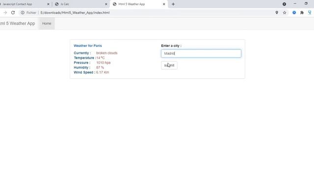 HTML 5 Geolocation API Weather App