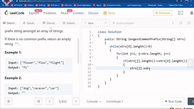 LeetCode Problem Solution | Longest Common Prefix | Find longest common  prefix string | Substring