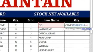 how to maintain stock inward+outward excel sheet