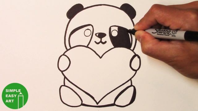 How to Draw a Panda Bear Holding a Heart смотреть онлайн