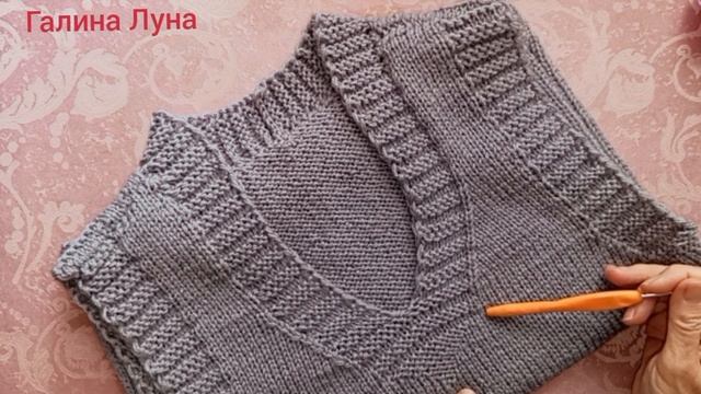 Вязание.Простой жилет спицами