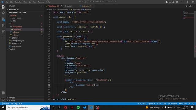 How to Build a Weather App with React JS | React Tutorials