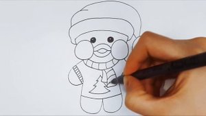 Как нарисовать УТОЧКУ ЛАЛАФАНФАН В НОВОГОДНЕМ КОСТЮМЕ/1255/How to draw a LALAFANFAN DUCK