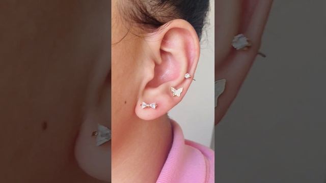 Aretes de Acero Inoxidable Dorados Mariposas смотреть онлайн