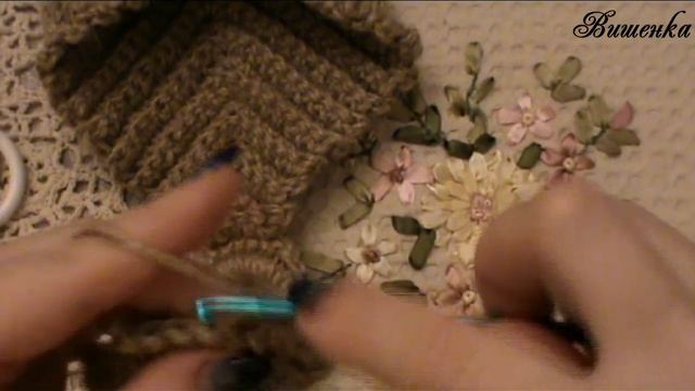 Вязание крючком из джута кармашка для мелочей