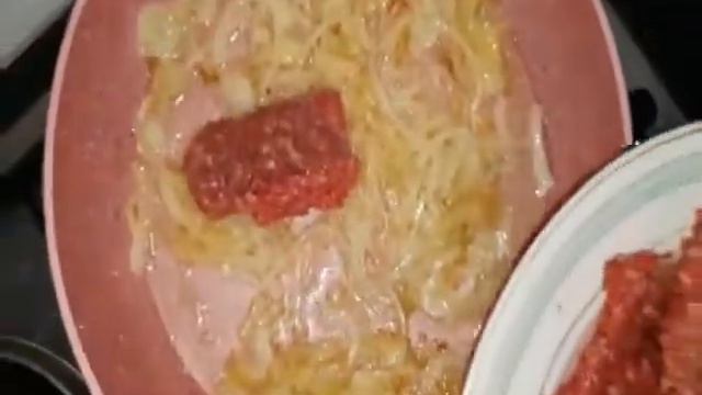Спагетти с подливой из говяжьей печени (Spaqetti ciyer ile)     #Кавказская #кухня