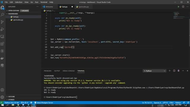 How to make a Discord bot dashboard using Python