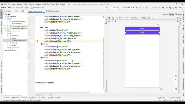 Button code create in android studio || class-1