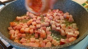 Тушеная капуста с копченой грудинкой. Рецепт на каждый день. Stewed cabbage