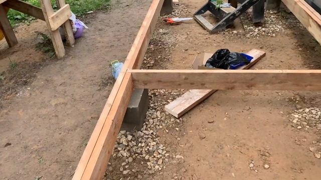 Обвязка фундамента под террасу из доски! Крепление лаг к обвязке! Терраса своими руками!