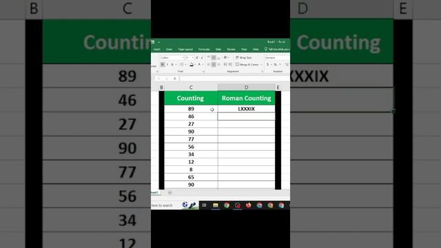 Roman Counting in MS Excel