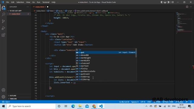 JavaScript Projects for Beginners 2022 || To do list App in 30minutes